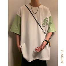 冰氧仿棉短袖港风暖光夏季休闲百搭字母印花男上衣TC3151-P24控48，男装T恤，星座717