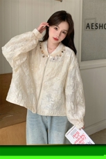 现货主推重工亮片提花蕾丝外套2C2851016P150K228，女装短外套，2C285