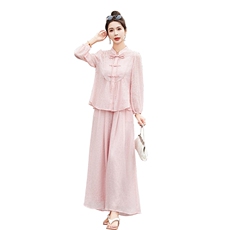 新中式国风阔腿裤裙女2025夏新款时尚洋气减龄遮肉防晒，女装防晒衣，水衣源