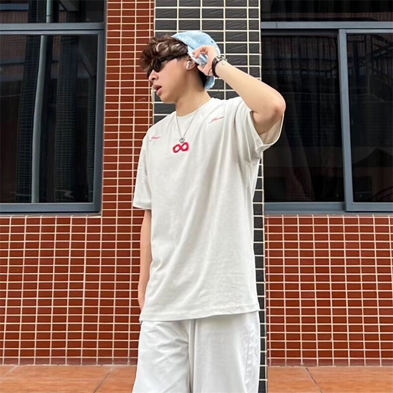 万针全刺绣解构设计260克重磅双纱纯棉高品质美式高街短袖T恤特35,男装T恤,电商A486