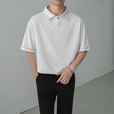 夏男翻领POLO衫拼色男休闲宽松休闲衬衣小伙A236-82570-P50，男装Polo衫，电商A236