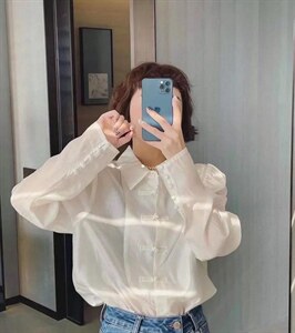 秋季新款泡泡袖盘扣衬衫,女装衬衫,L·H·X