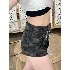 美式高街迷彩工装牛仔短裤女2025新款高腰辣妹包臀百搭时尚热裤子，男装牛仔裤，星座1210-1