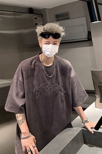《 21万针 》重工刺绣 麂皮绒短袖T恤男生体恤XZ514-2-202466-P58图片