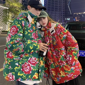 A1情侣装东北大花羊羔毛棉衣保暖防寒风汉服团队服可脱卸帽图片