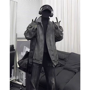 直播品质 磨砂PU皮夹克宽松复古纯色外套DY2407-特P80图片