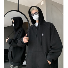 主推秋装重磅半拉链连帽中性情侣卫衣潮牌上衣外套男女G1097P68，女装短外套，电商A339