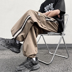 休闲裤男韩版潮条纹拼色高街帅2024夏新款ins宽松束脚裤K3811-P41，男装休闲裤，星座412-3
