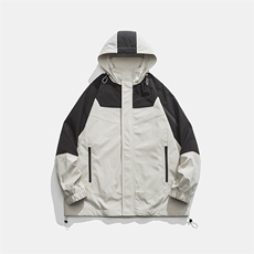 春款工装连帽夹克潮流拼色宽松百搭户外冲锋衣外套CYJK9231-P80，男装夹克，电商A128