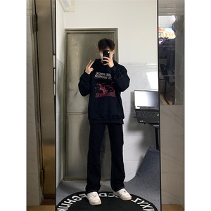 自家图，cleanfit纯黑色牛仔裤男秋冬显瘦显腿长裤子KZA35-P53图片