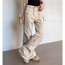 现货美式复古褶皱工装裤男潮牌痞帅设计感小众裤子-A2051P58控98，男装工装外套，电商B241