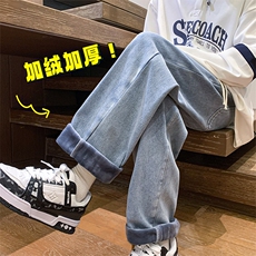 冬季加绒牛仔裤男直筒加厚休闲裤裤子A080-9291-常规P35加绒P45，男装牛仔裤，电商A080