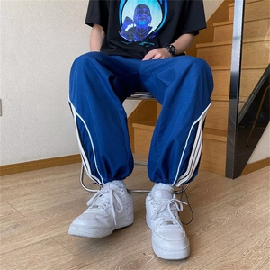 美式潮牌复古街头直筒宽松休闲运动侧边条纹撞色长裤男WK2917-P40图片