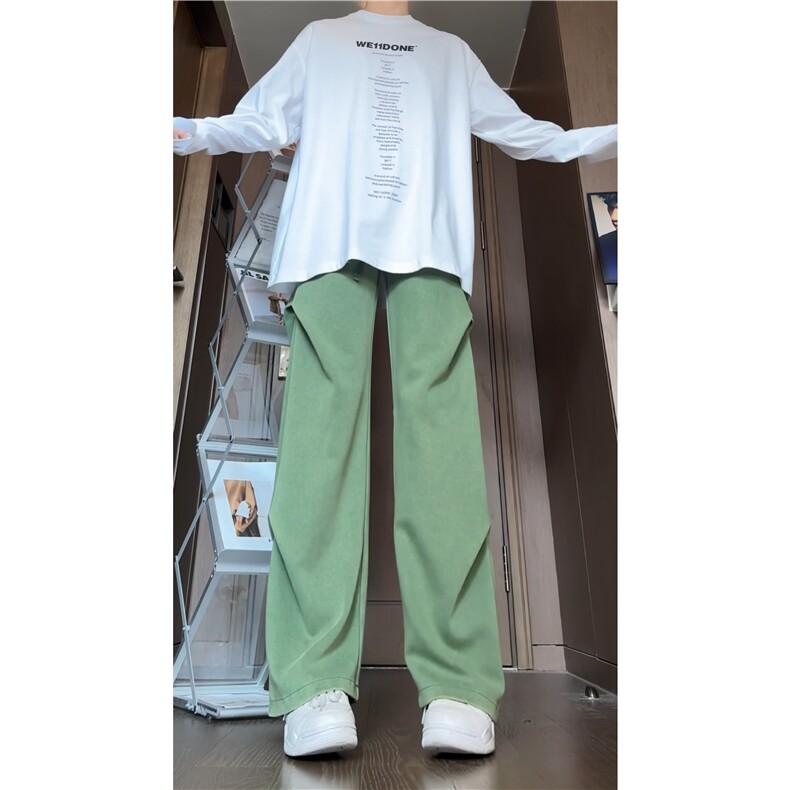 抖音品质秋季新款潮流水洗褶皱宽松休闲裤B315-K24263-特p45控88,男装休闲裤,电商B315