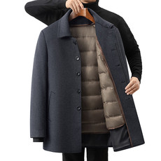 2025年秋季时尚中长款羊毛大衣外套，男装毛呢大衣，伊雪娇羊绒