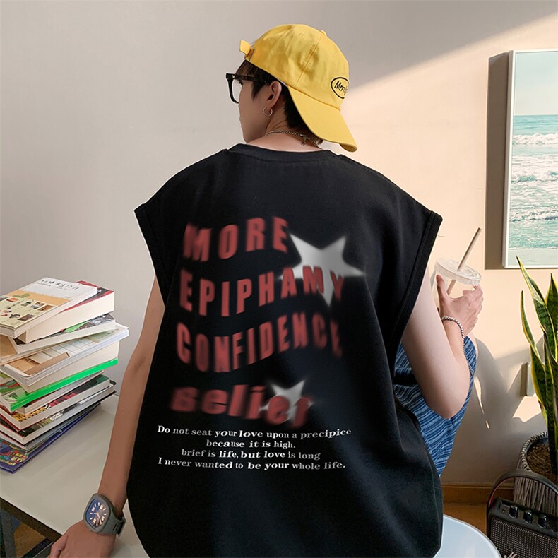 男装背心/马甲/坎肩 夏季字母五角星印花 无袖T恤 B239-1236-P23图片