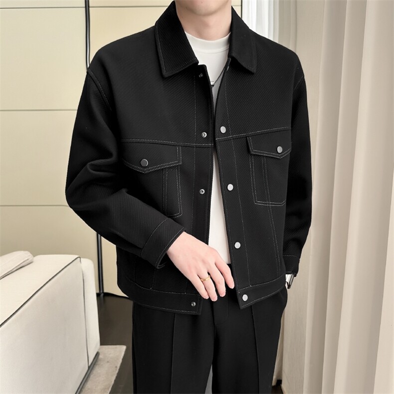 现货轻熟风2025秋季男明线工装斜纹夹克外套JK31P105控138，男装夹克，电商B276A