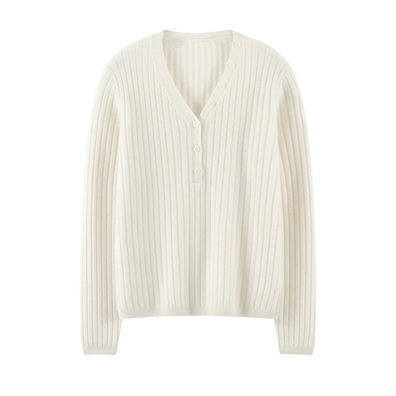 2025简约时尚秋冬新款舒适坑条v领羊绒衫，女装羊绒衫，绒知纯羊绒