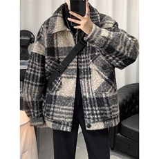 1506-1/JJ488-21毛呢大衣/P73毛呢小香风格子外套男潮高级感外套，男装毛呢大衣，星座1506-1