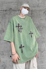B239-1129-P38美式十字架印花复古水洗做旧落肩袖短袖T恤上衣，男装T恤，星座514-2(原B239)