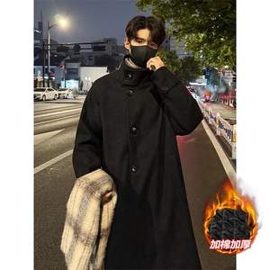 立领毛呢加棉加厚棉衣中长款大衣外套男J5277J加棉-特P105控188