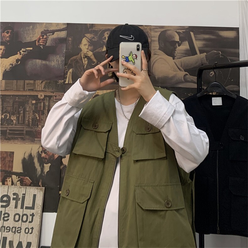 2023春季港风背心大码男机能嘻哈工装多口袋马甲外套潮MJ005-p33，男装背心/马甲，星座1008-1