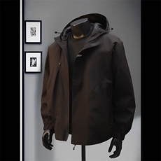户外防水冲锋衣男士休闲夹克外套连帽刺绣工装超A266-JK8011-P45，男装夹克，电商A266