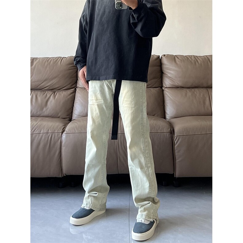 WASSUPHAPPY美式水洗泛黄牛仔裤男款夏季潮牌水洗做旧休闲长裤子,男装牛仔裤,星座B271