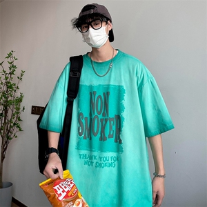 新款短袖港风模特潮牌纯棉手感落肩宽松胖子T恤TC3126-P33控48图片