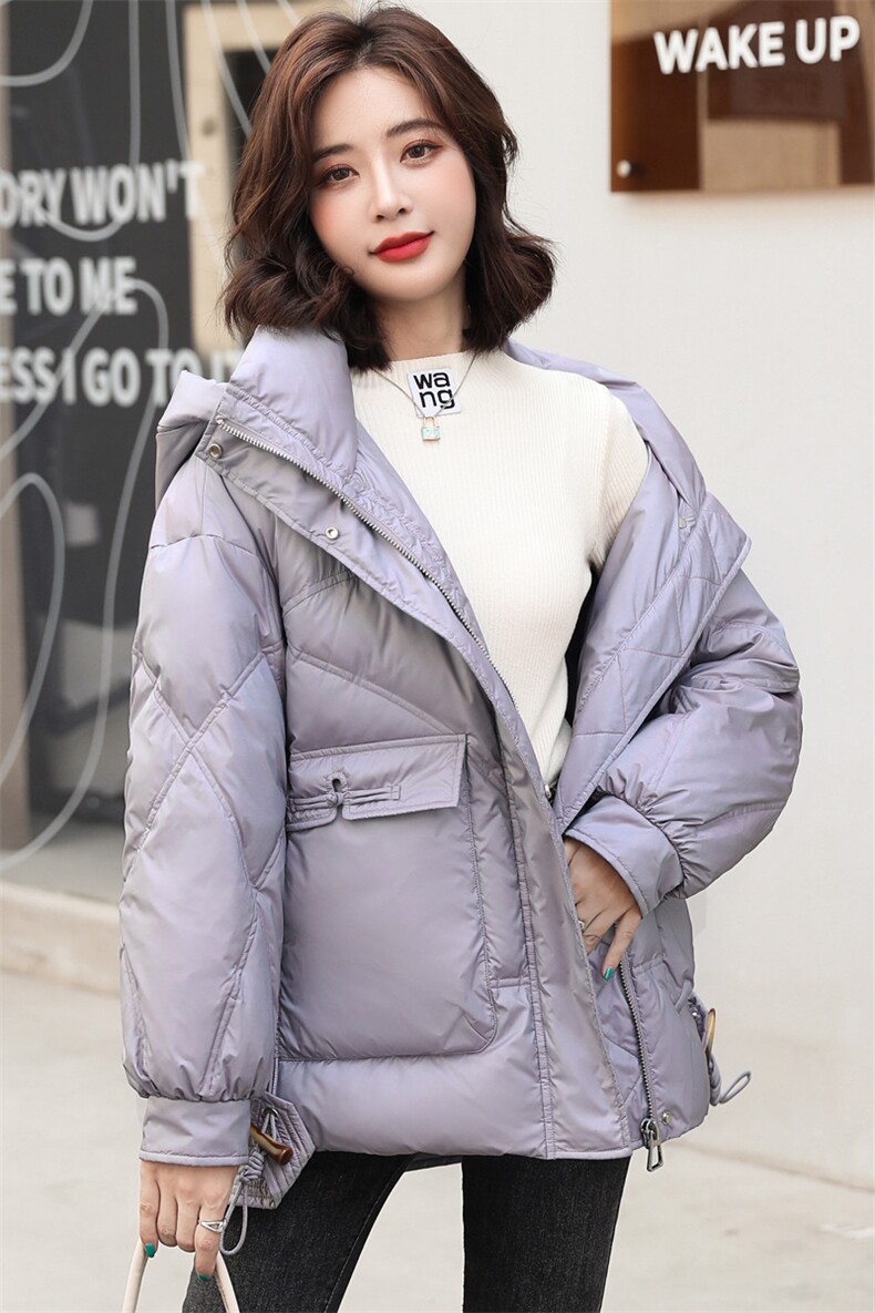 羽绒服女2021冬季时尚盘扣设计感小众短款大码宽松,女装羽绒服,笃写