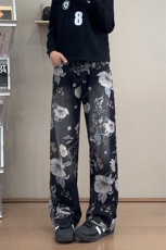 B221美式ins高街小众印花宽松直筒牛仔裤LK25430-特P50控88，男装牛仔裤，电商B221