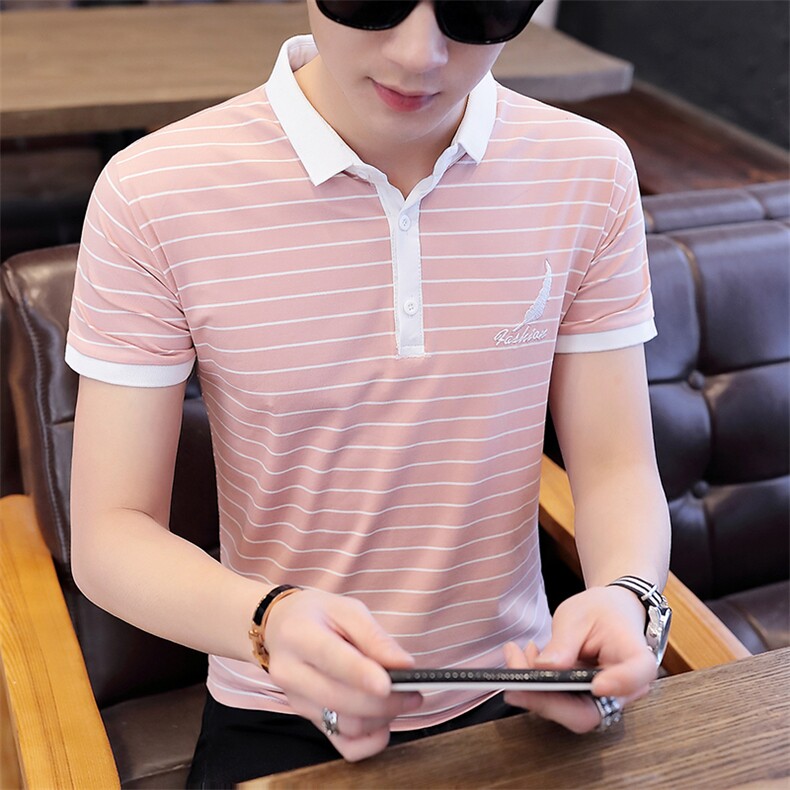 8035男士短袖t恤2021新款夏季韩版潮流POLO衫上衣服男装休闲图片