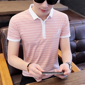 8035男士短袖t恤2021新款夏季韩版潮流POLO衫上衣服男装休闲图片