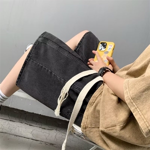 牛仔短裤男夏季美式复古潮牌宽松五分中裤休闲情侣沙滩裤7830 P38图片
