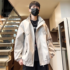 立领皮衣男潮流秋季皮夹克工装外套情侣款式A266-PY008-P75控138，男装夹克，电商A266