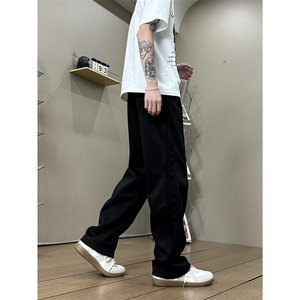 K10033-P35 潮牌卫裤男2025新款百搭褶皱宽松直筒休闲长裤图片