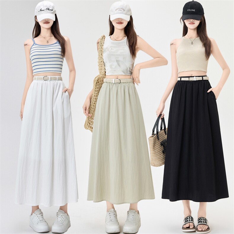 新款别致独特a字半身裙中长款女夏季高级感时尚潮流气质长裙，女装半身裙，梦白服饰厂