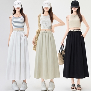 新款别致独特a字半身裙中长款女夏季高级感时尚潮流气质长裙,女装半身裙,梦白服饰厂