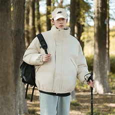 日系ins复古PU皮棉衣男生冬季潮加厚百搭保暖立领棉服FK85P90，男装棉衣，星座1116-2