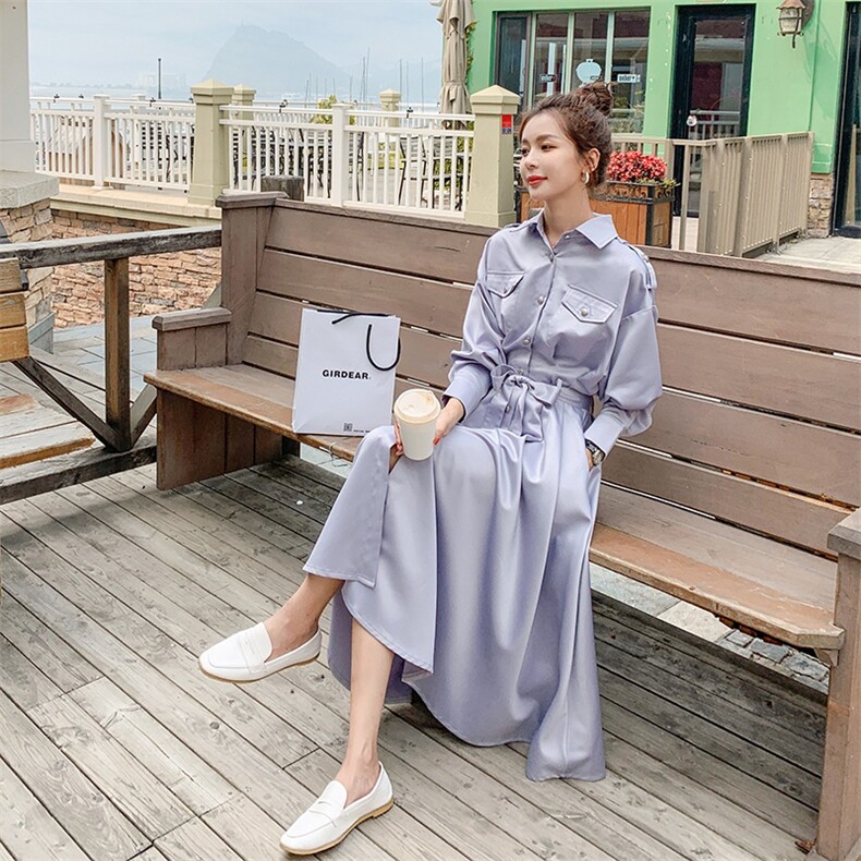 现货工装连衣裙女春新品chic复古气质中长裙18806P120严控168图片