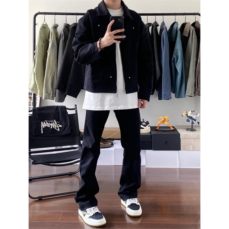【有货】cleanfit黑色短款外套男款春秋季飞行员夹克643HH-特P65,男装夹克,星座1007（原301D）