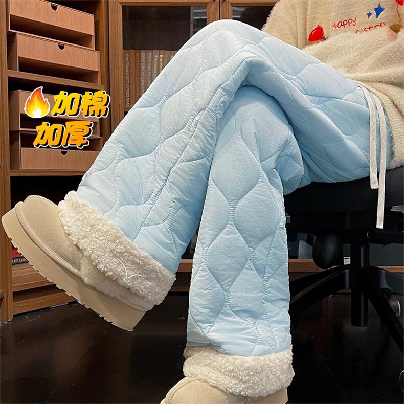 抖音羊羔毛菱格夹棉大码阔腿棉裤男女K5613J加棉-特P45控78，男装棉裤，电商A001