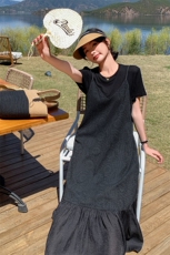 法式黑色吊带裙连衣裙女夏网红爆款桔梗高级感鱼尾裙，女装连衣裙，2C316