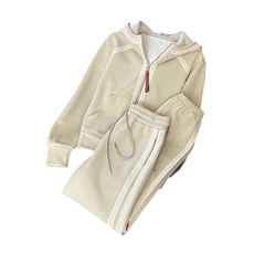 时尚减龄拼接卫衣外套阔腿裤套装女秋冬新款休闲显瘦两件套，女装套装/套裙，江南