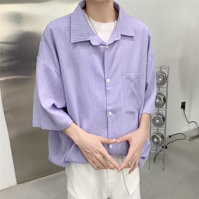 夏男短袖衬衫肌理感提花条纹衬衣CS5010 P40图片