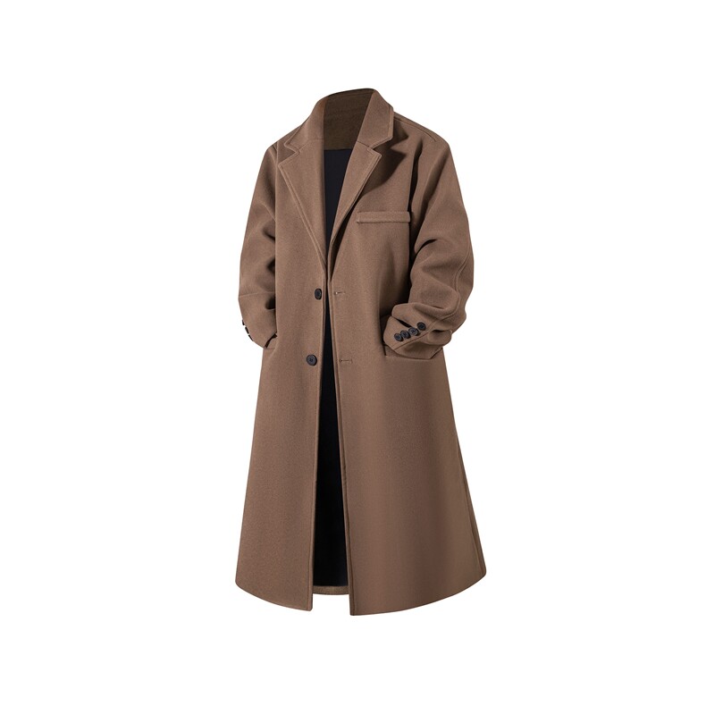 秋冬痞帅青年毛呢大衣男宽松风衣中长款外套MN8693/P100加棉P110，男装风衣，电商B316