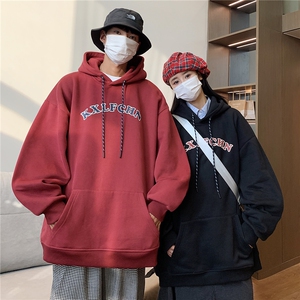 抖音品质 情侣装秋冬装 宽松加厚连帽套头加绒卫衣G1028 P68男图片