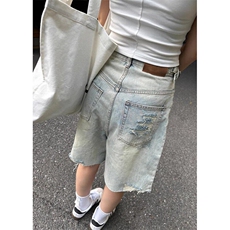 做旧五分牛仔短裤女夏季高腰显瘦阔腿百搭5分中裤子NGD121，男装牛仔裤，星座1116A（原606A-3）