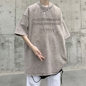 抖音供货、210克现货水洗钢印立体印花短袖T恤 D223A-ST2308-P40图片