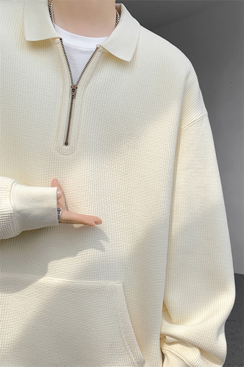 8XL-M半拉链卫衣男日系复古翻领休闲百搭外套大码上衣服WY003P50,女装短外套,电商B312